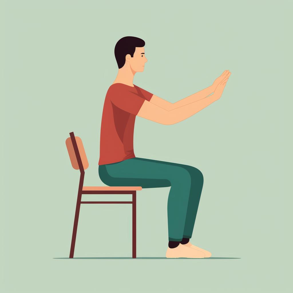 Person sitting on a chair performing the Chair Twist exercise.