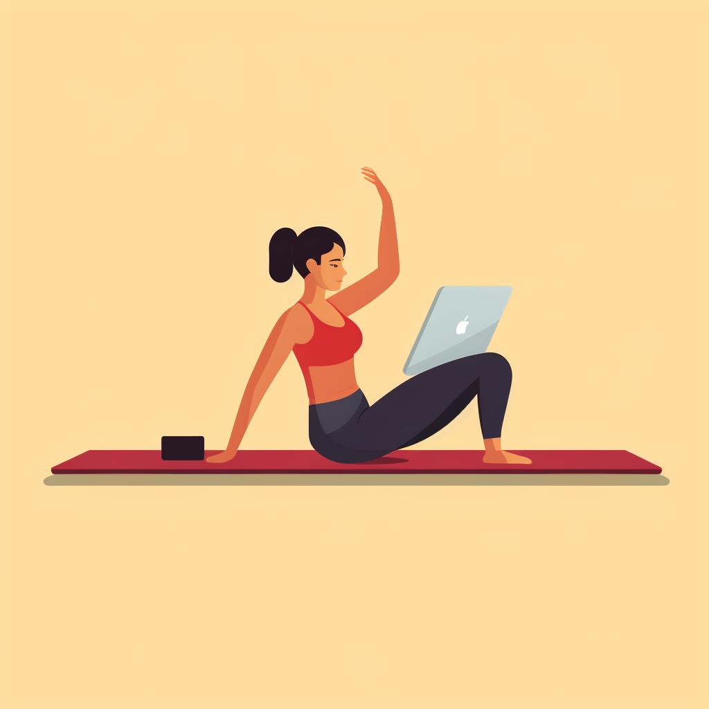 Person researching different Pilates styles on a laptop