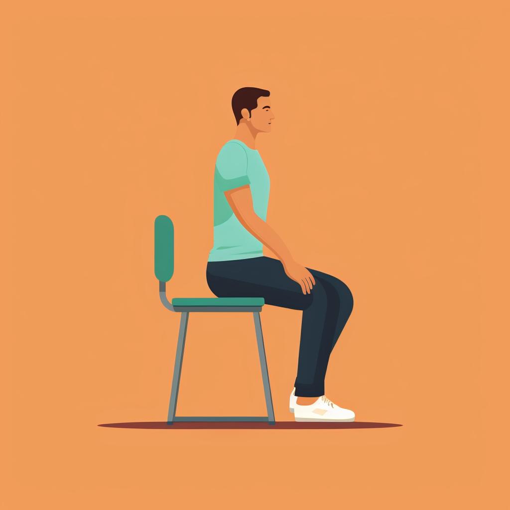 Person sitting on a chair performing the Seated March exercise.